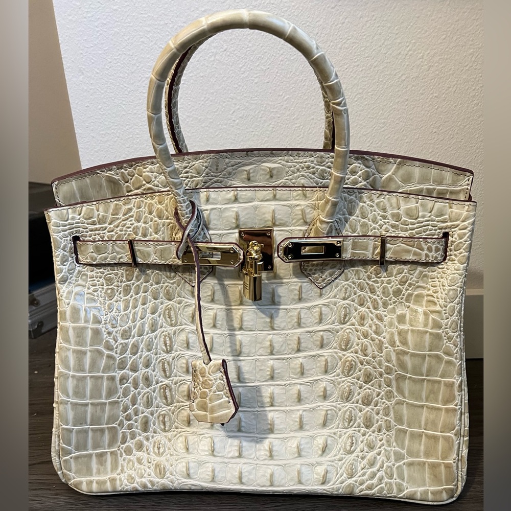 Himalaya Style Leather Top Handle Crossbody Handbag